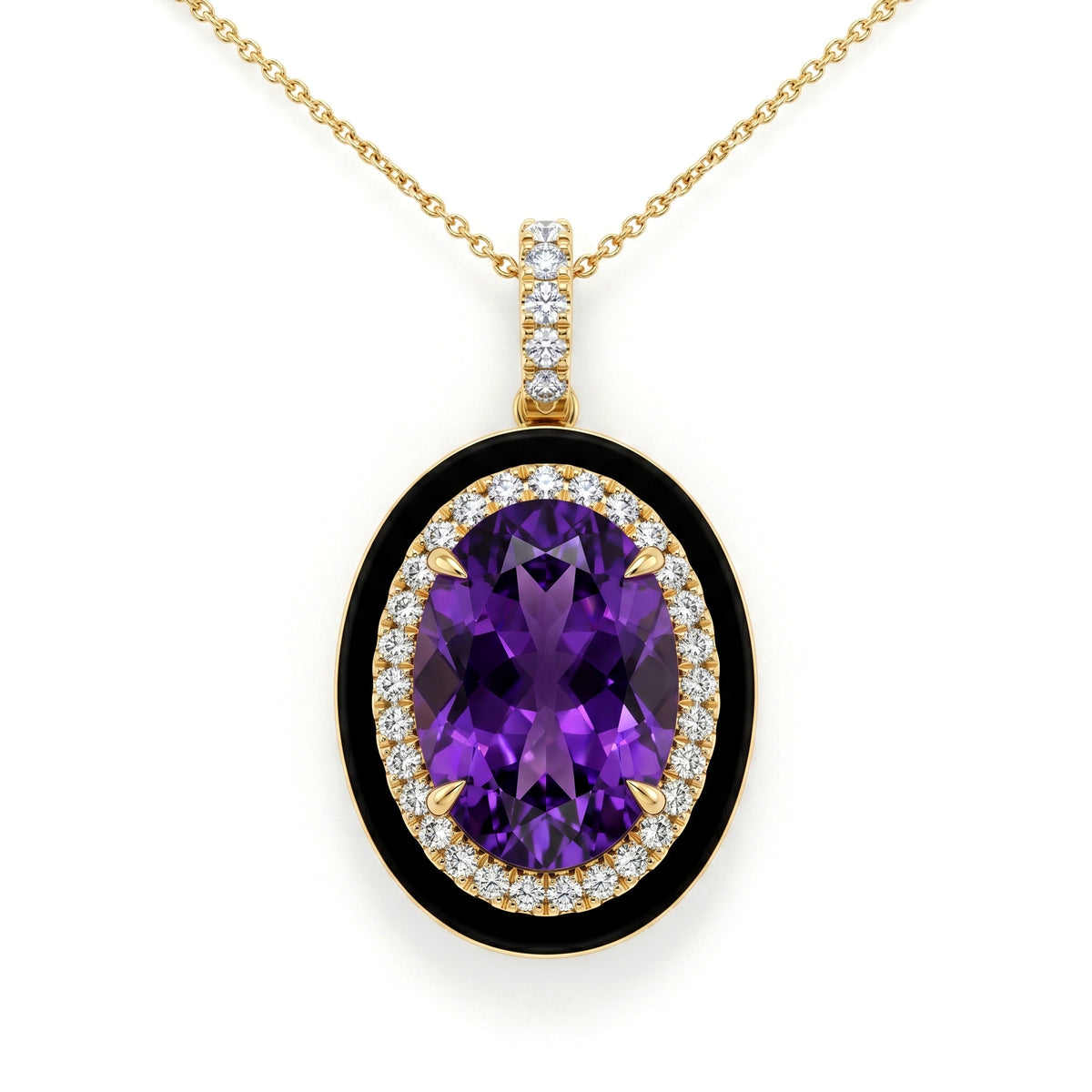 P090085Y-AME - Pendant 14KY/5G 1AME-7.03CT 35RD-0.40CT Ametyst