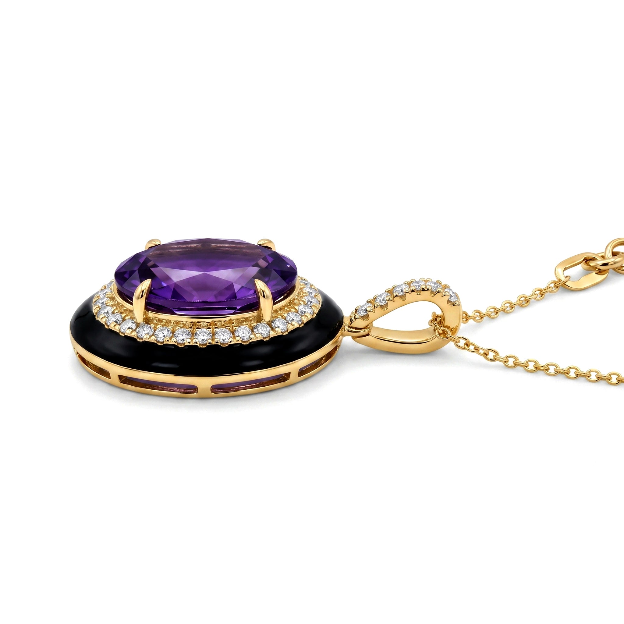 P090085Y-AME - Pendant 14KY/5G 1AME-7.03CT 35RD-0.40CT Ametyst