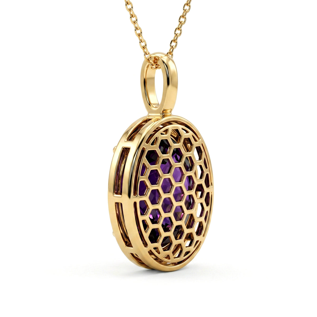 P090085Y-AME - Pendant 14KY/5G 1AME-7.03CT 35RD-0.40CT Ametyst