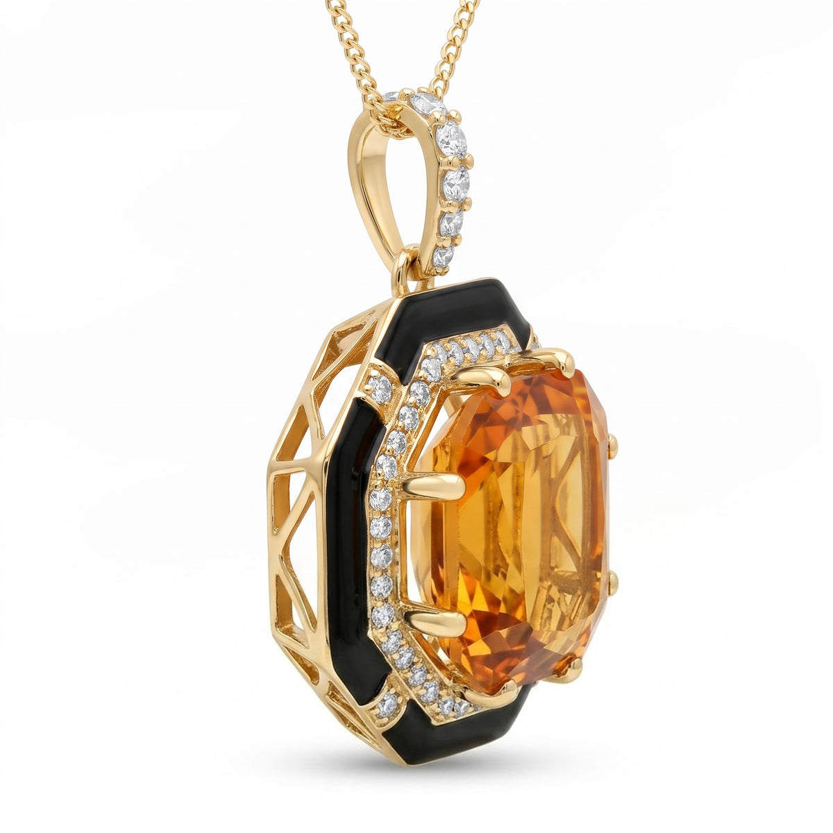 P090088Y-CIT - Pendant 14KY/2.9G 1CIT-7.33CT 53RD-0.29CT Citrine