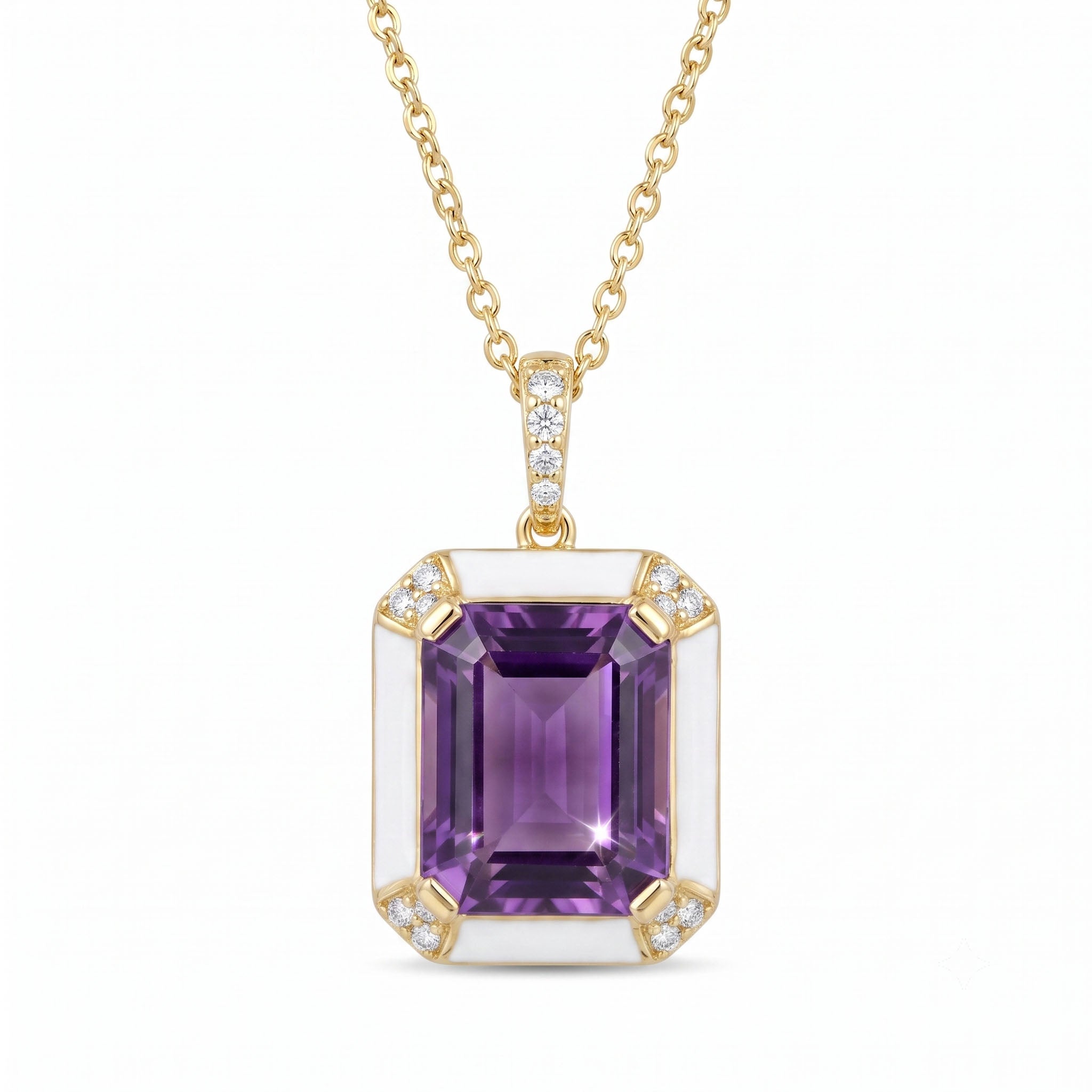 P090089Y-AME - Pendant 14KY/2.7G 1AME-4.59CT 25.2RD-0.11CT Amethyst