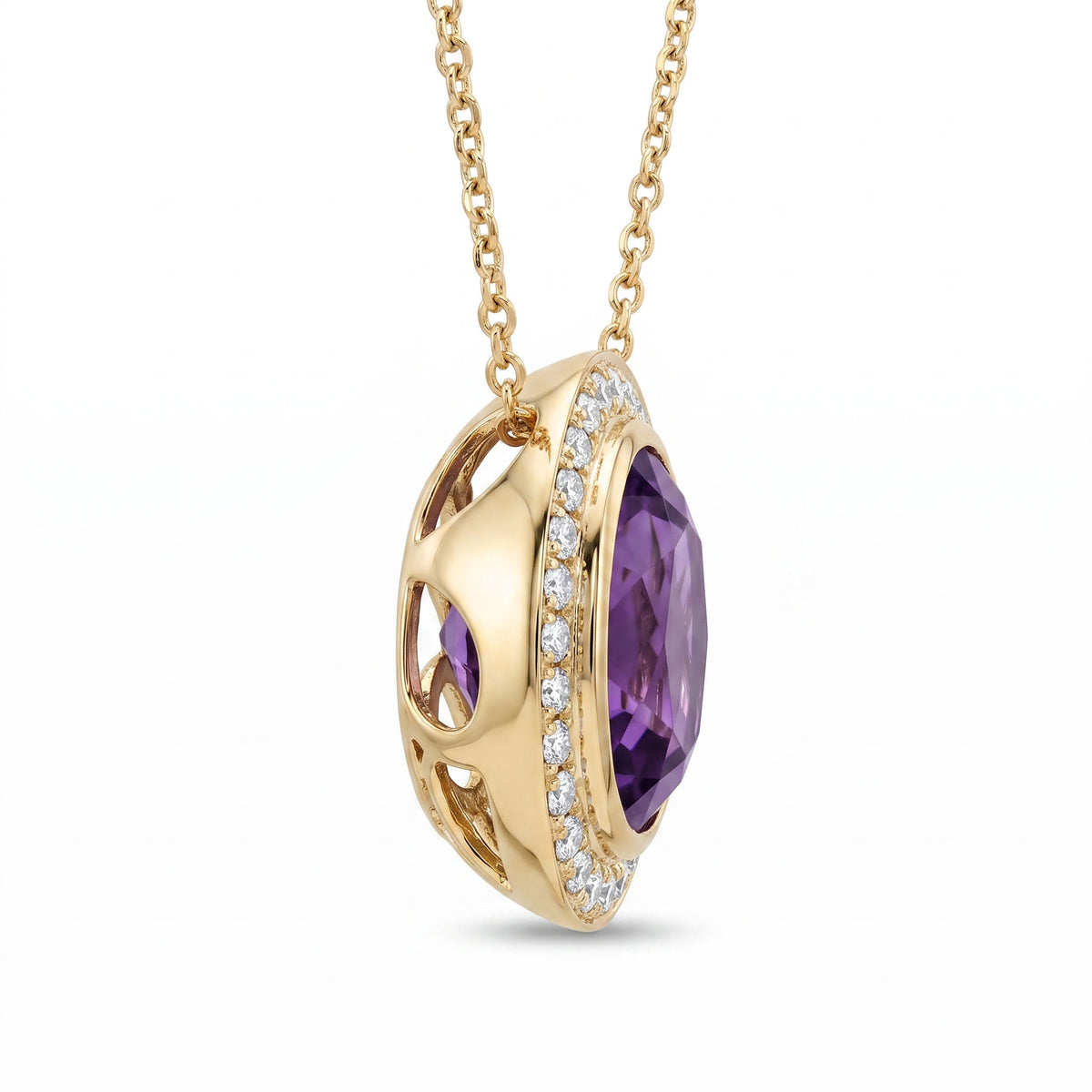 P090093Y-AME - Pendant 14KY/2.7G 1AME-2.59CT 24RD-0.24CT Amethyst
