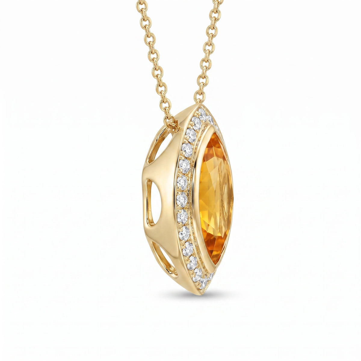 P090093Y-CIT - Pendant 14KY/2.8G 1CIT-2.48CT 24RD-0.24CT Citrine