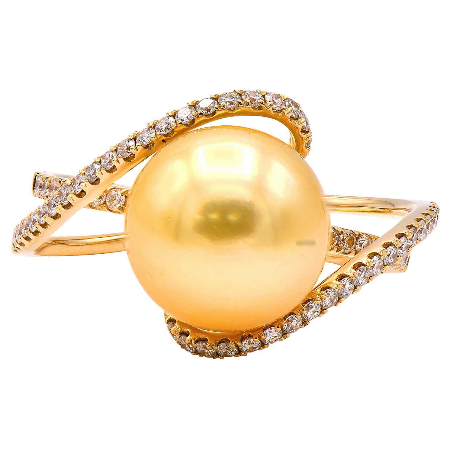 18KY Golden South Sea Pearl Ring, 10-11mm