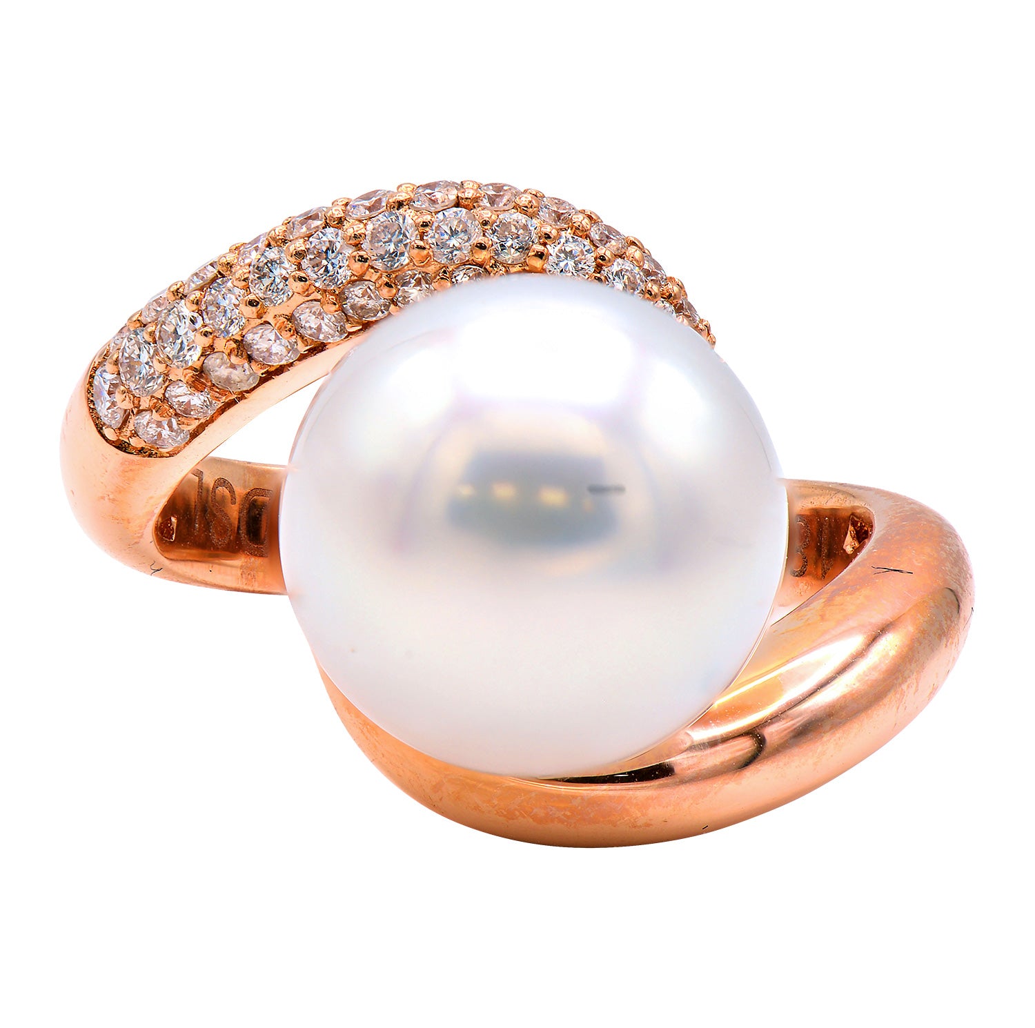 18KR White South Sea Pearl Ring, 11-12mm
