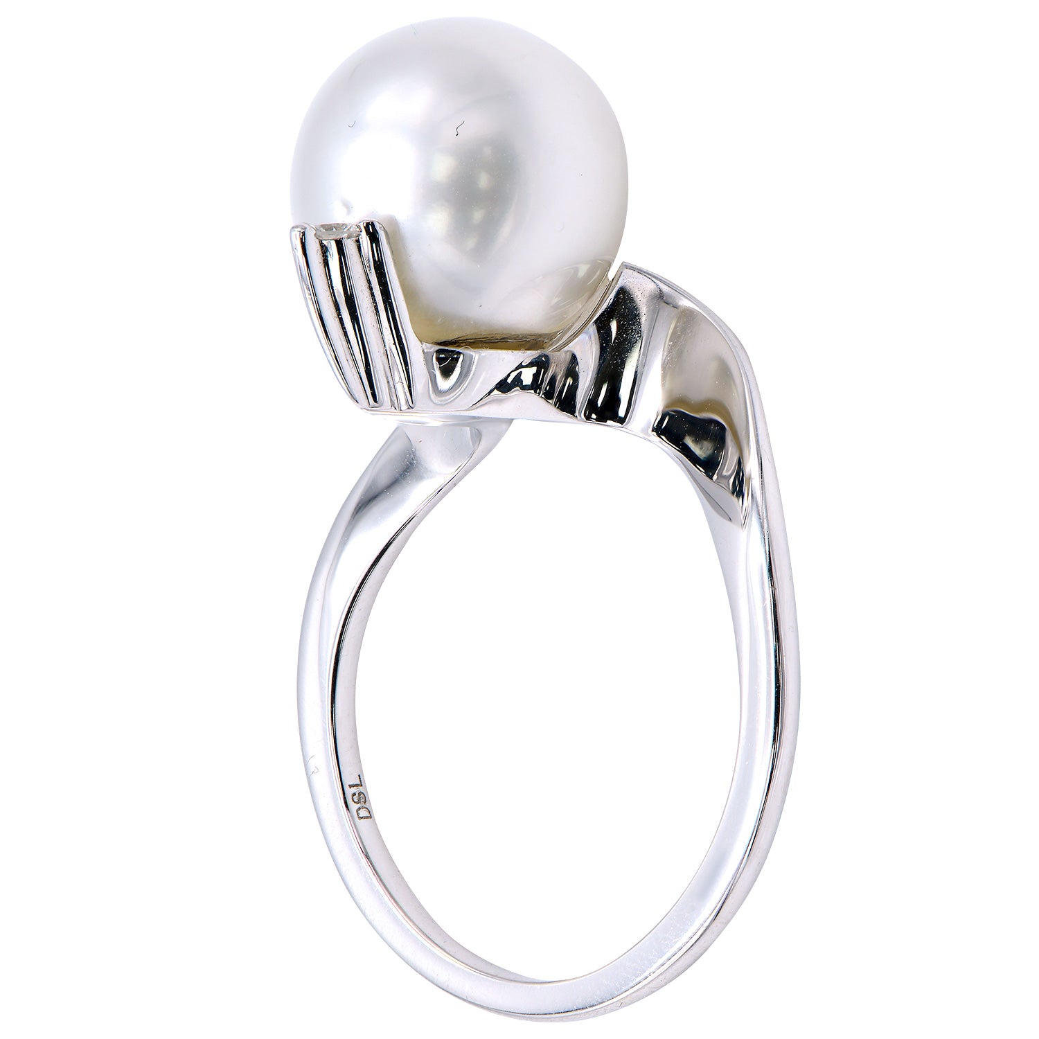 14KW White South Sea Pearl Ring, 10-11mm