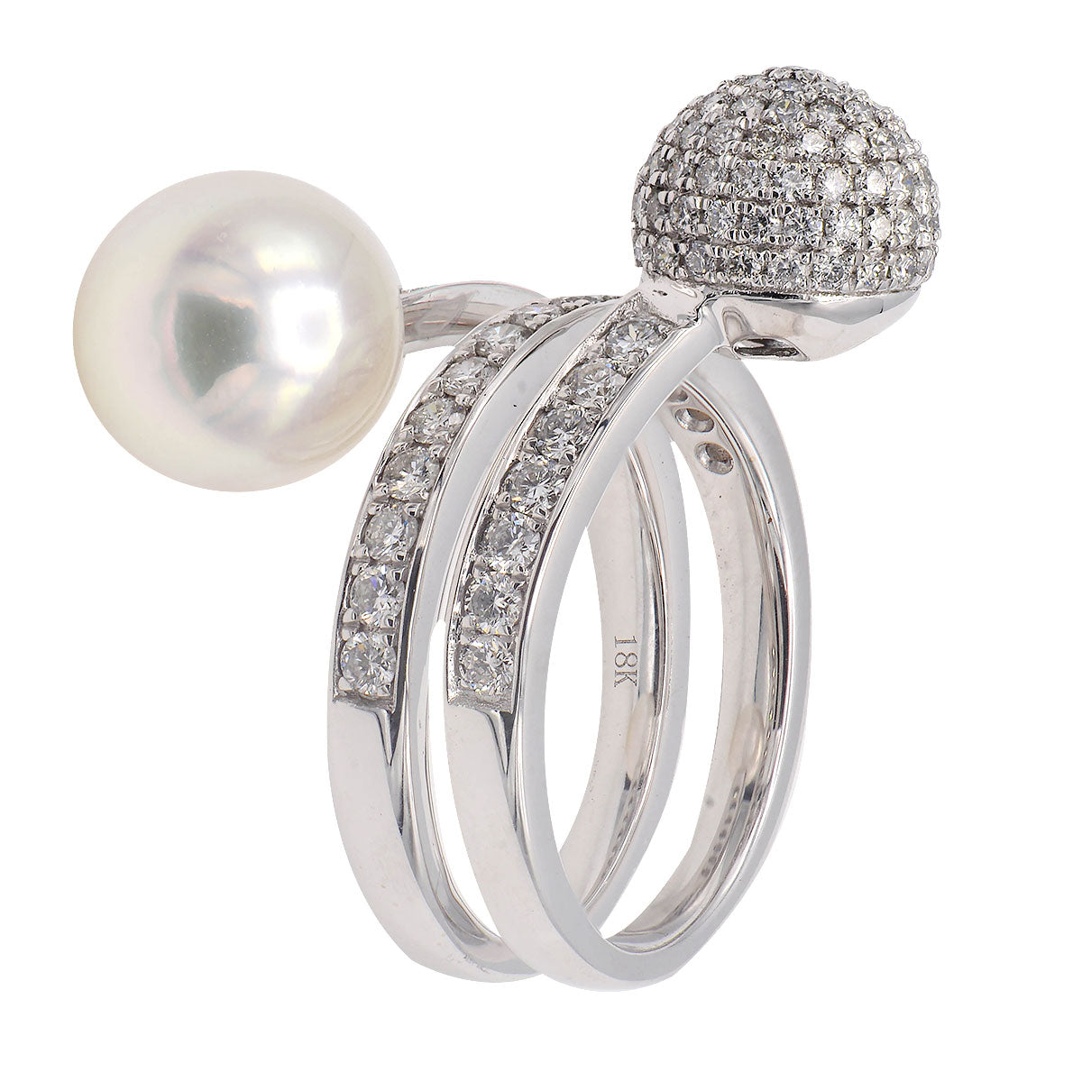 18K White Gold South Sea Pearl Ring, 10mm, 1.05ct