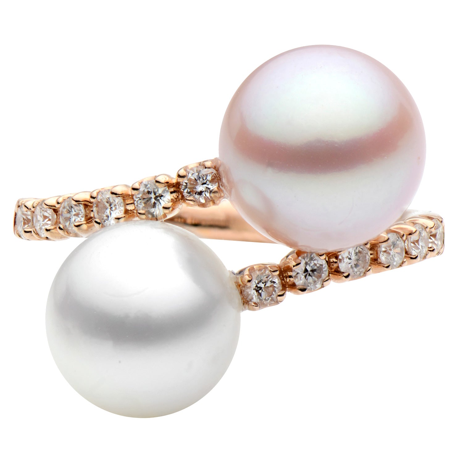 18KR White South Sea & Freshwater Pearl Ring, 9-10mm
