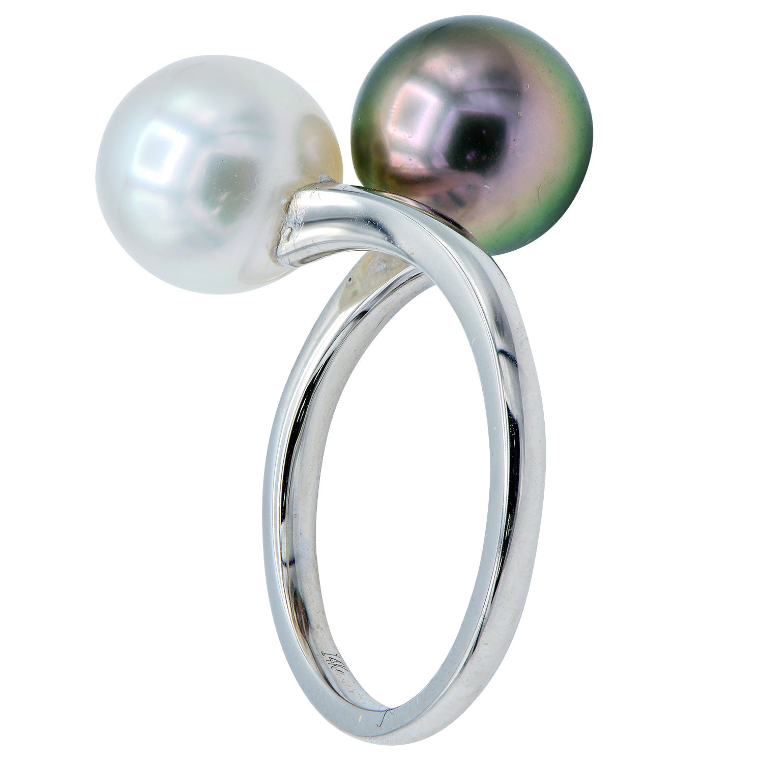 14K White Gold South Sea Pearl Ring, 9-10mm