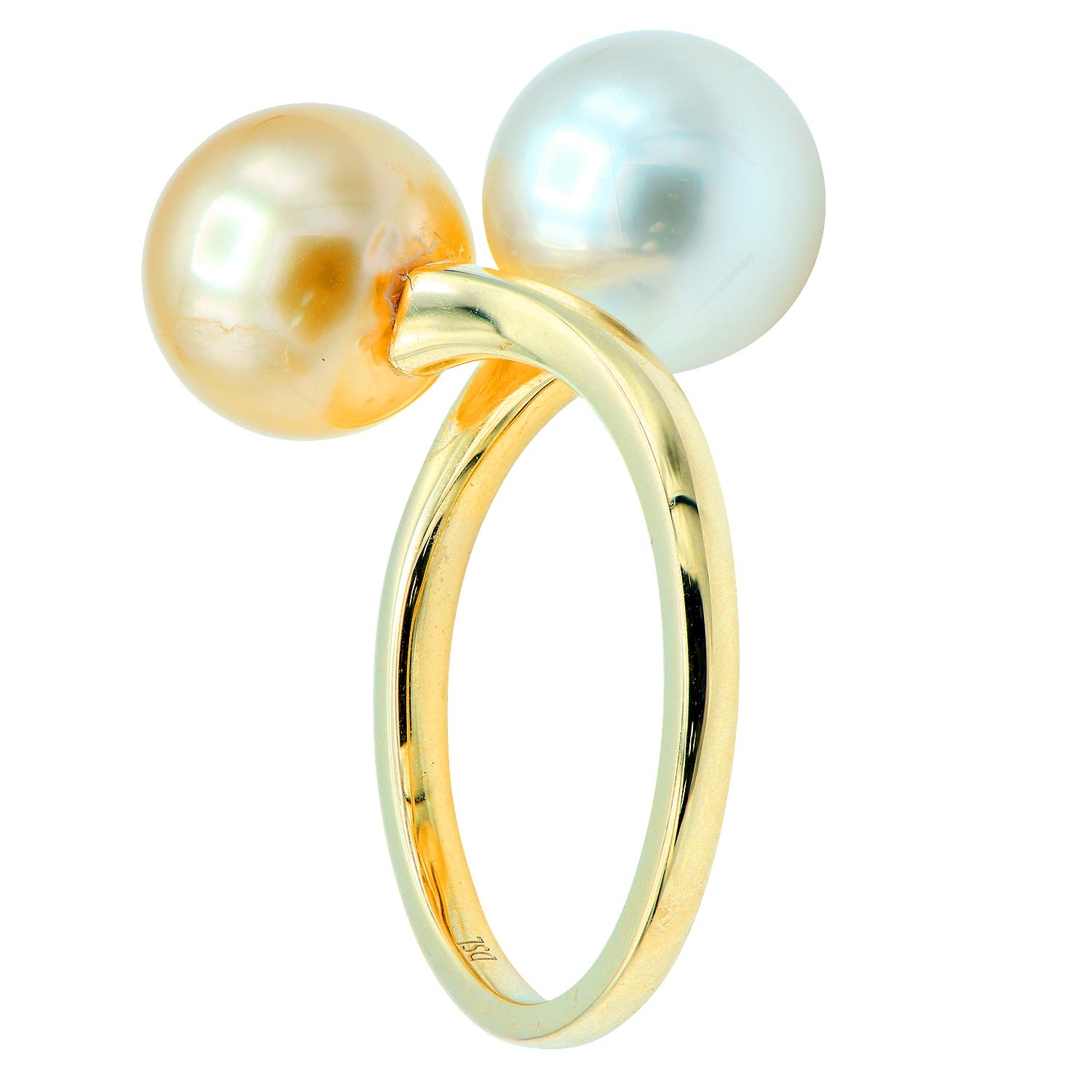 14K Yellow Gold Multi Color Pearls Ring