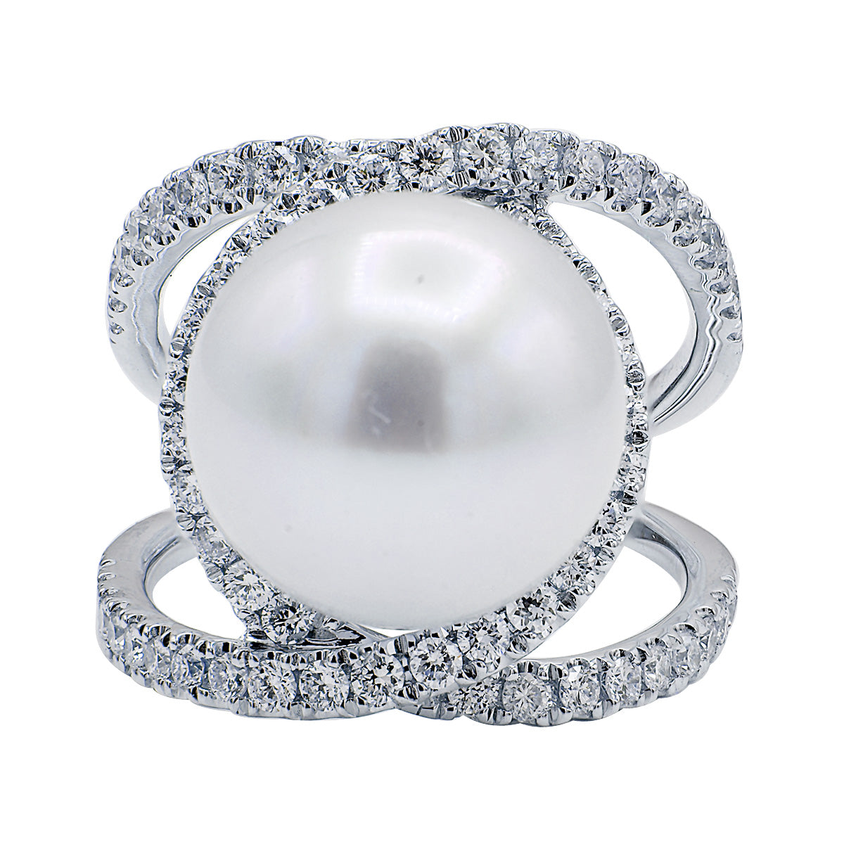 18KW White South Sea Pearl Ring, 13-14mm