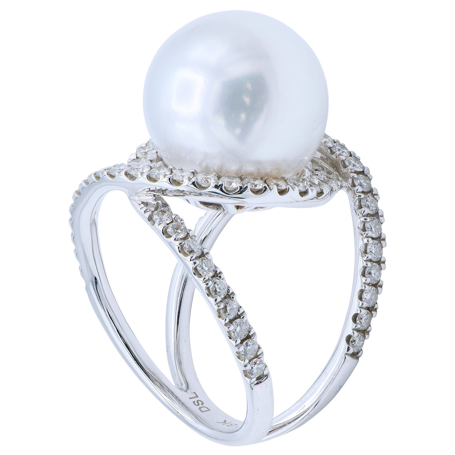 18KW White South Sea Pearl Ring, 13-14mm