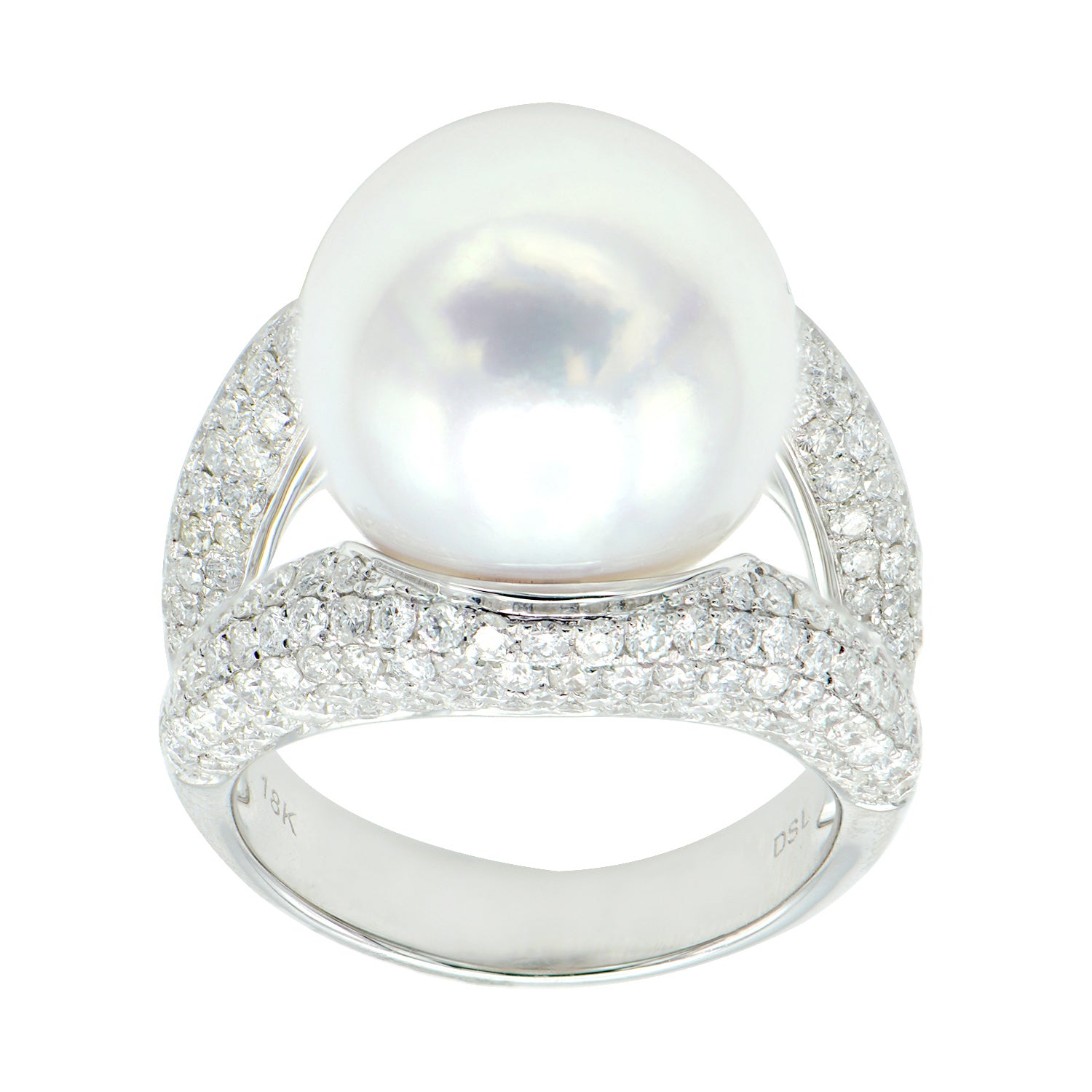 18K White Gold South Sea Pearl Ring, 14-15mm, 1.95ct