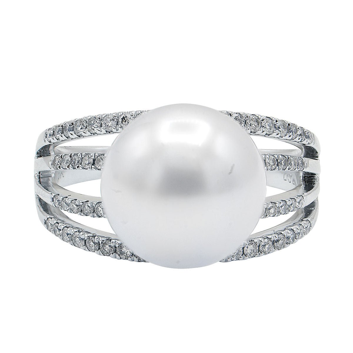 18KW White South Sea Pearl Ring, 10-11mm
