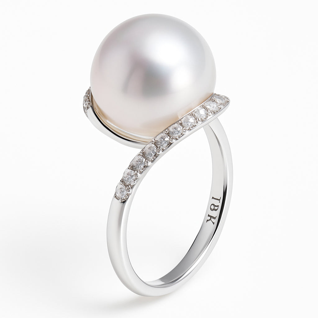 18K White Gold South Sea Pearl Ring, 13-14mm