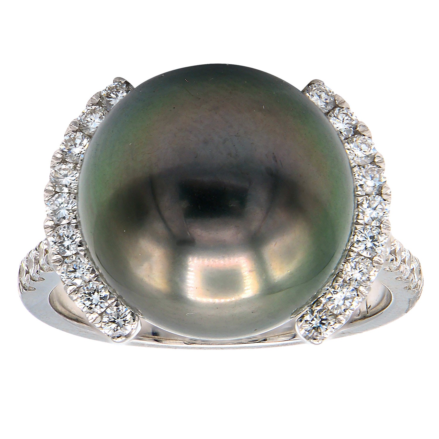 R012199-T - 18KW/3.9G Tahitian Ring 30RD-0.53CT 13-14mm