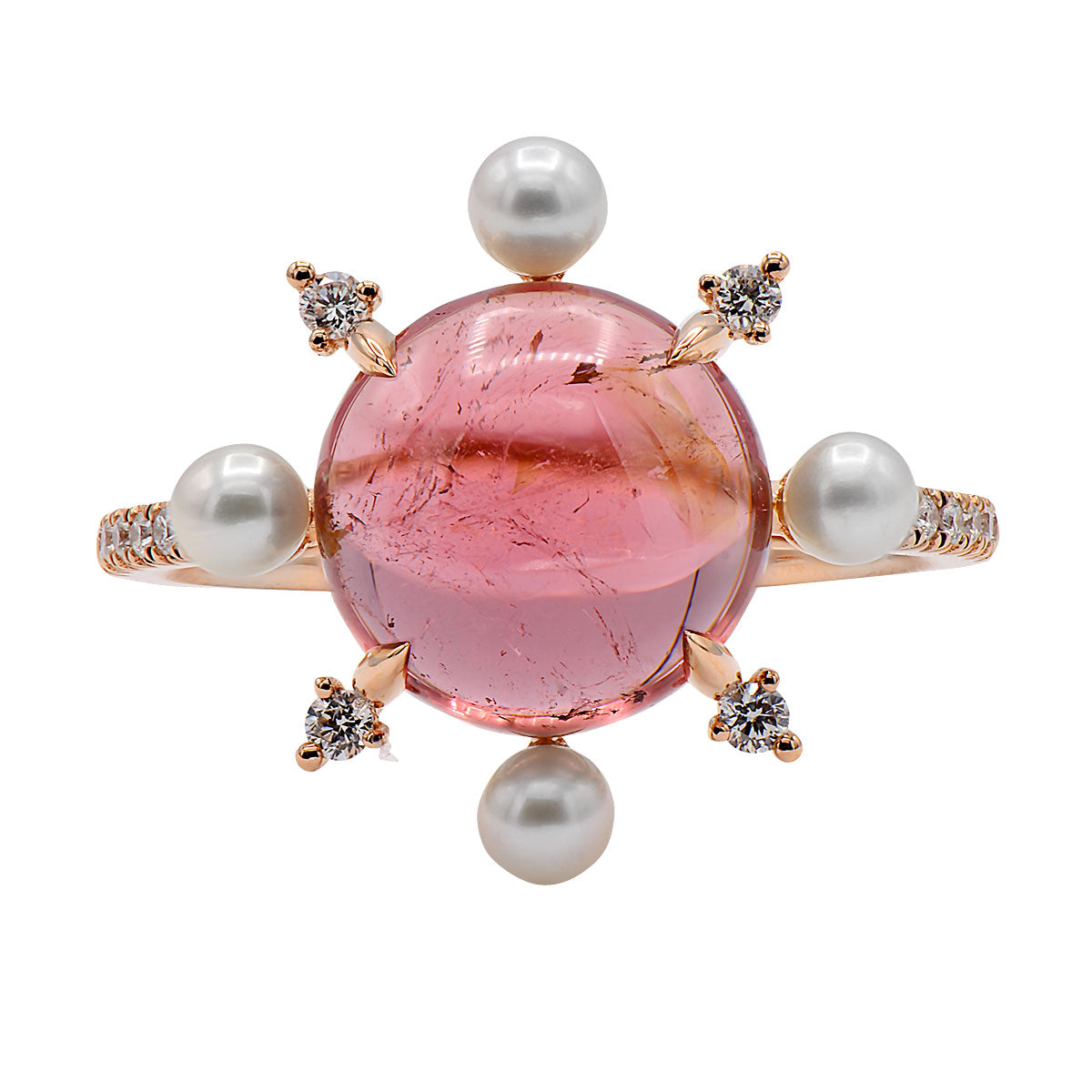 18K Rose Gold Pink Tourmaline Ring, 10mm, 3.73ct