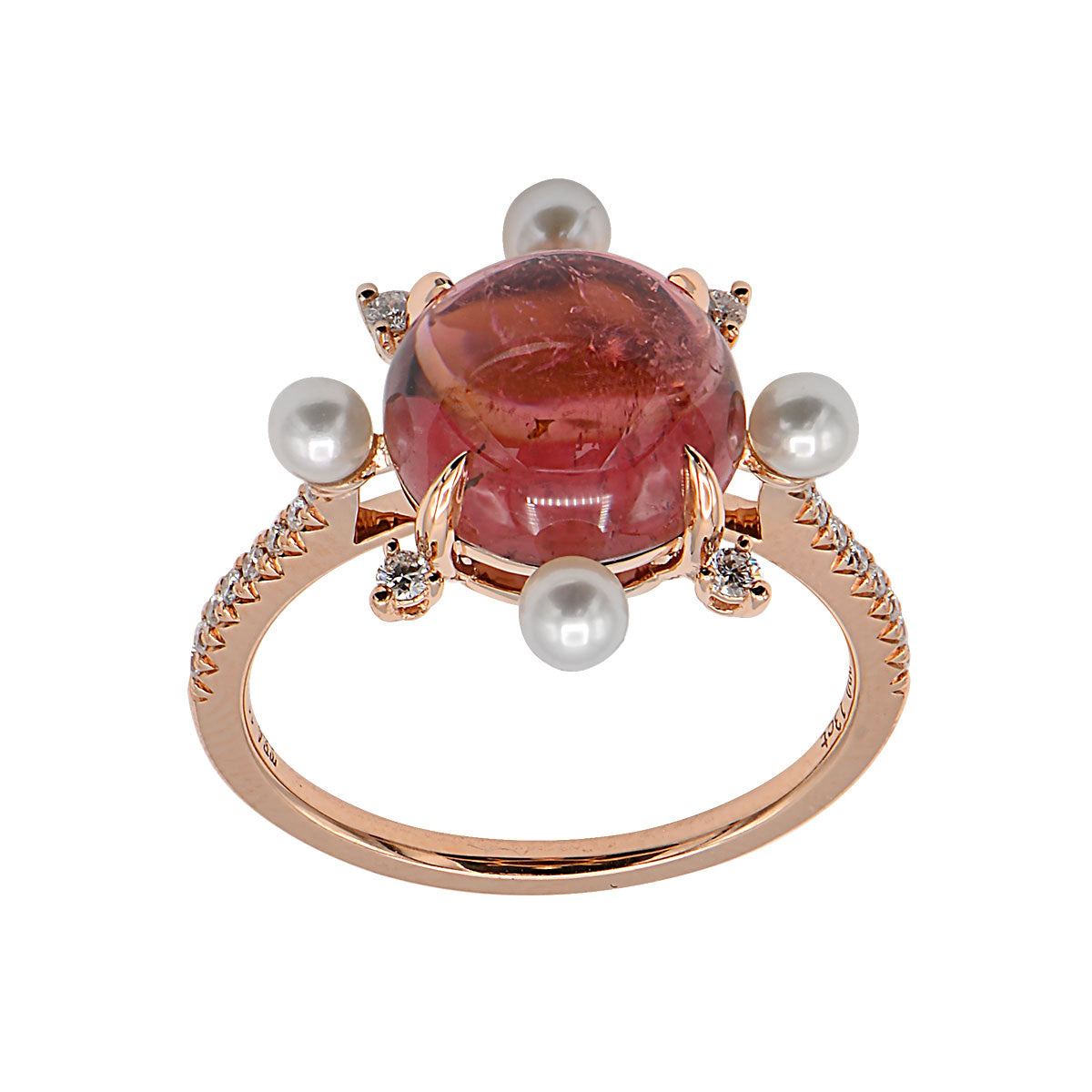 18K Rose Gold Pink Tourmaline Ring, 10mm, 3.73ct