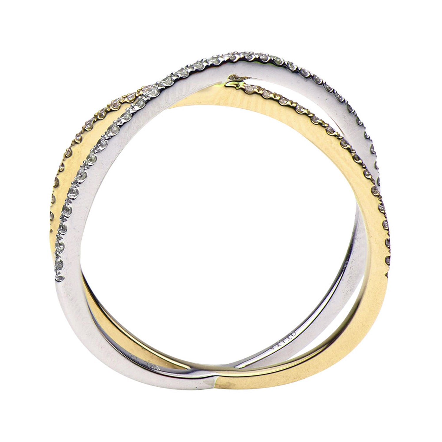 14K White and Yellow Gold X Ring, 0.21ct