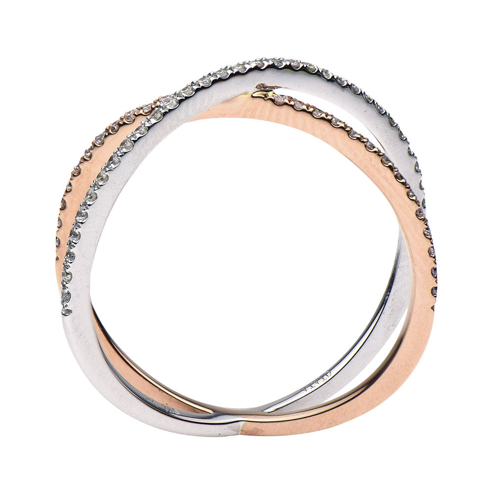 14K White and Rose Gold X Ring, 0.24ct