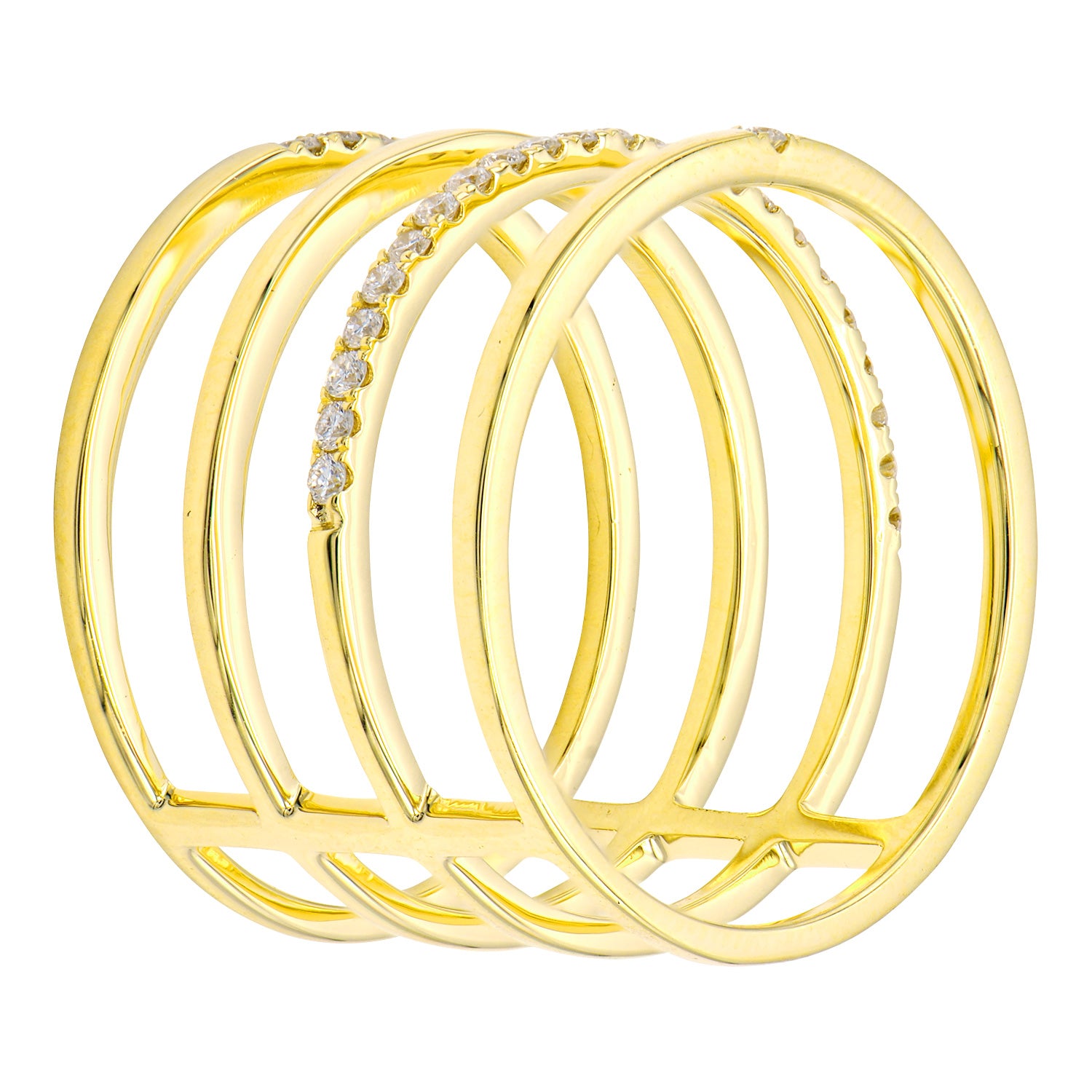 18K Yellow Gold Fashion Diamond Ring, 0.15ct