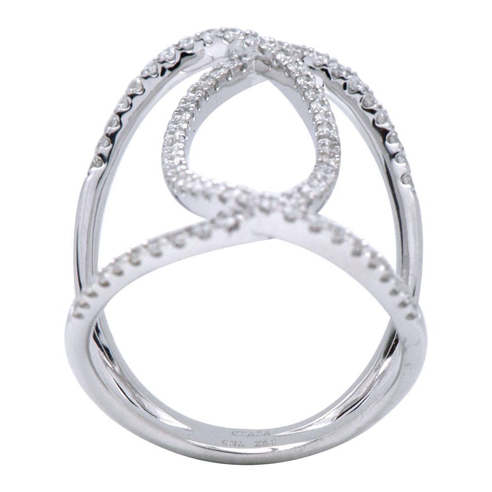 14K White Gold Large Overlay Ring, 0.62ct