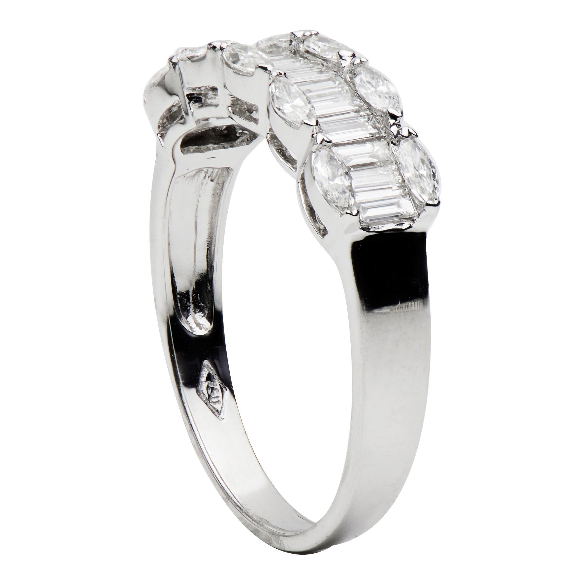 18K White Gold Diamond Baguette Illusion Fashion Ring, 0.41ct