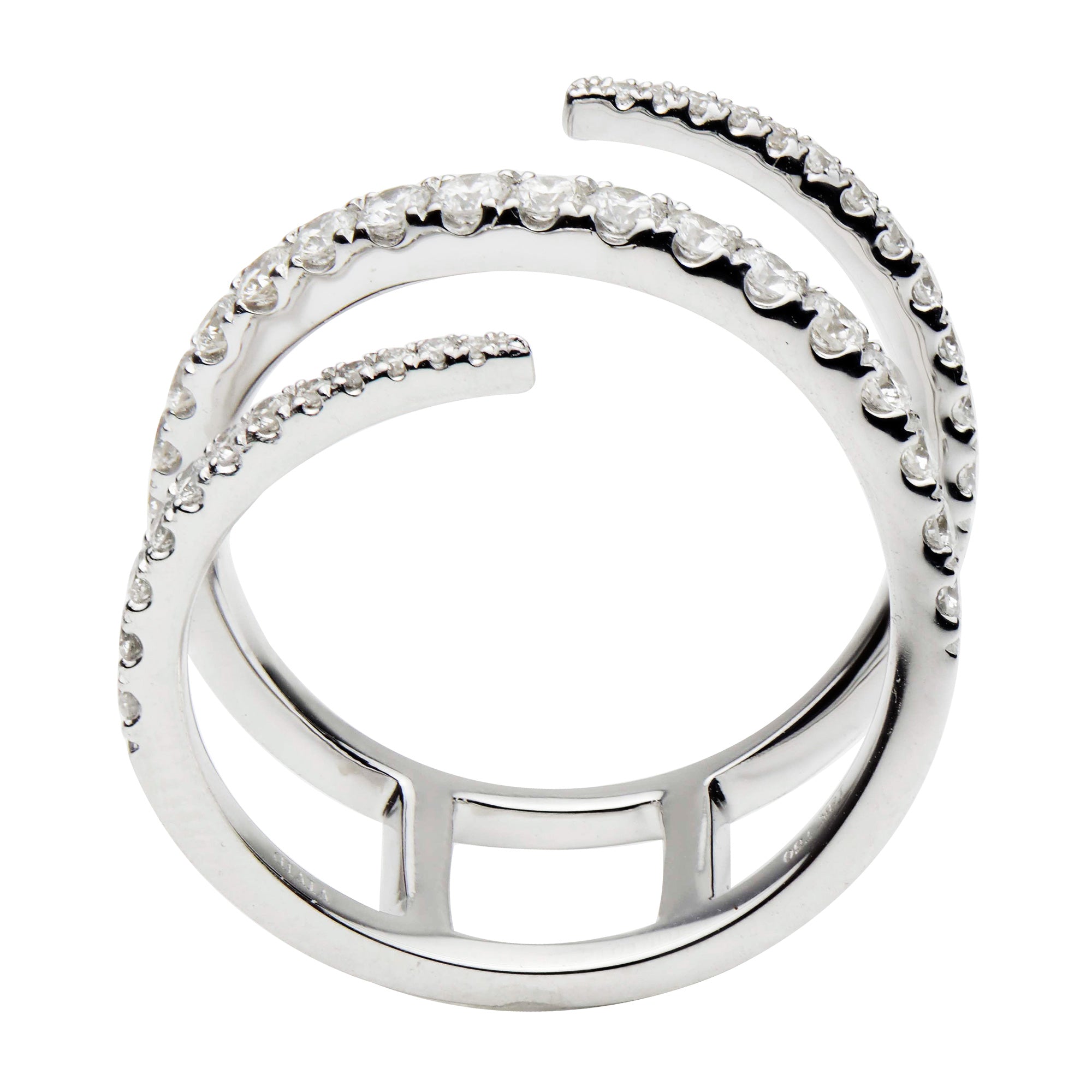 14K White Gold Swizzle Ring, 0.56ct