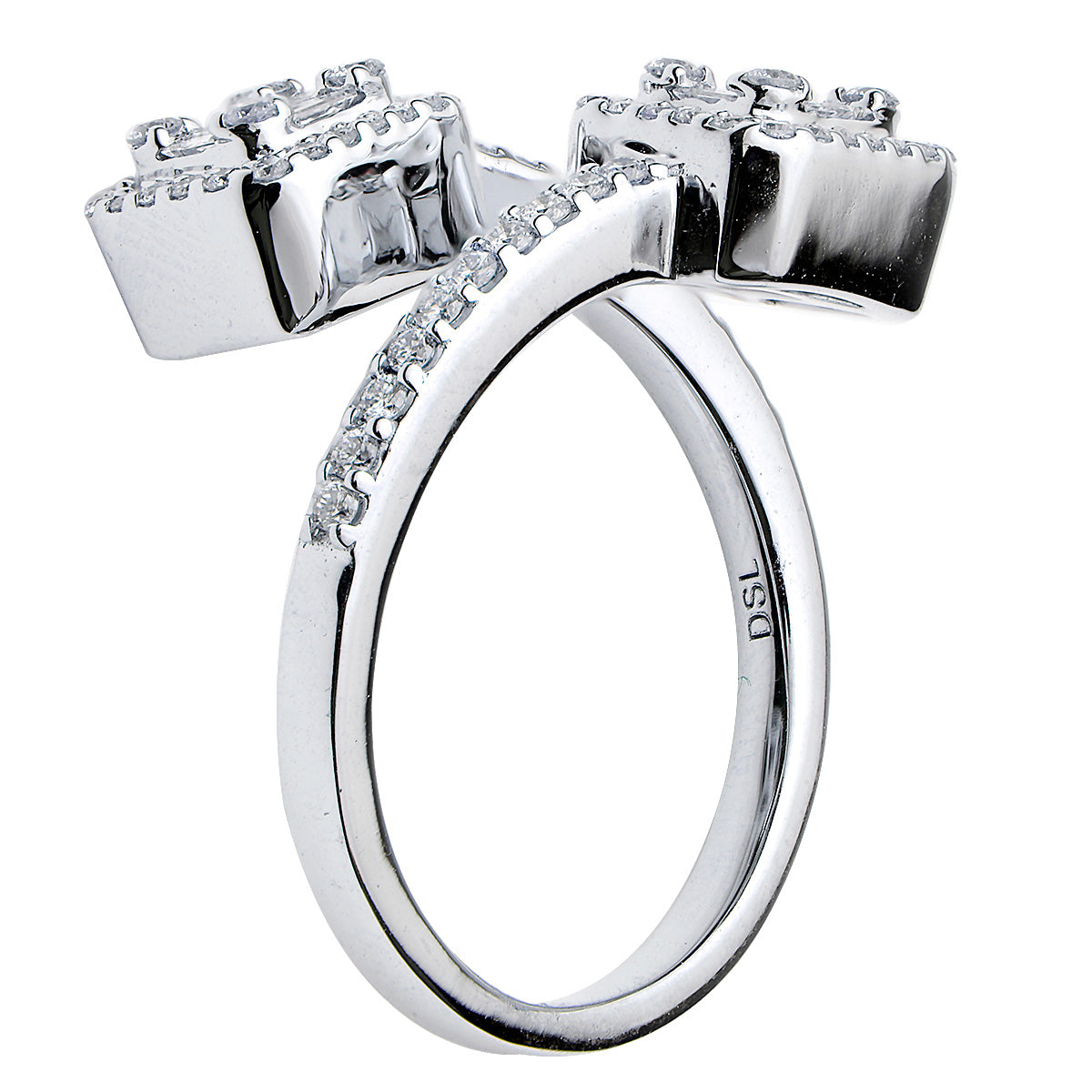 18K White Gold Diamond Baguette Illusion Fashion Ring, 0.27ct