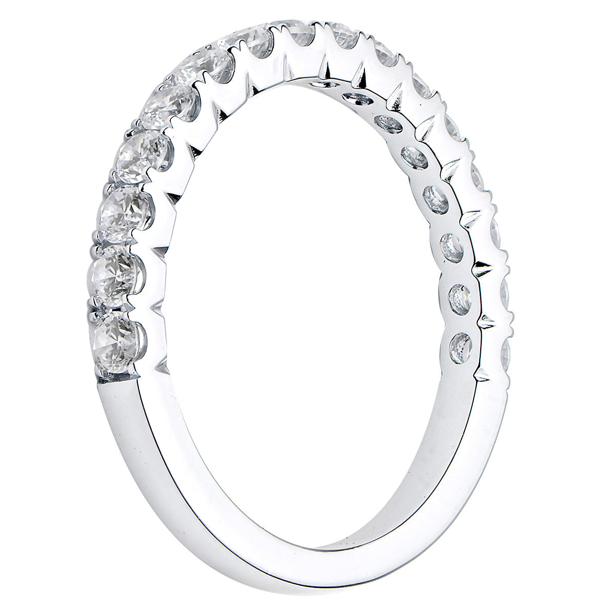 18K White Gold Diamond Band, 5-6mm, 0.65ct