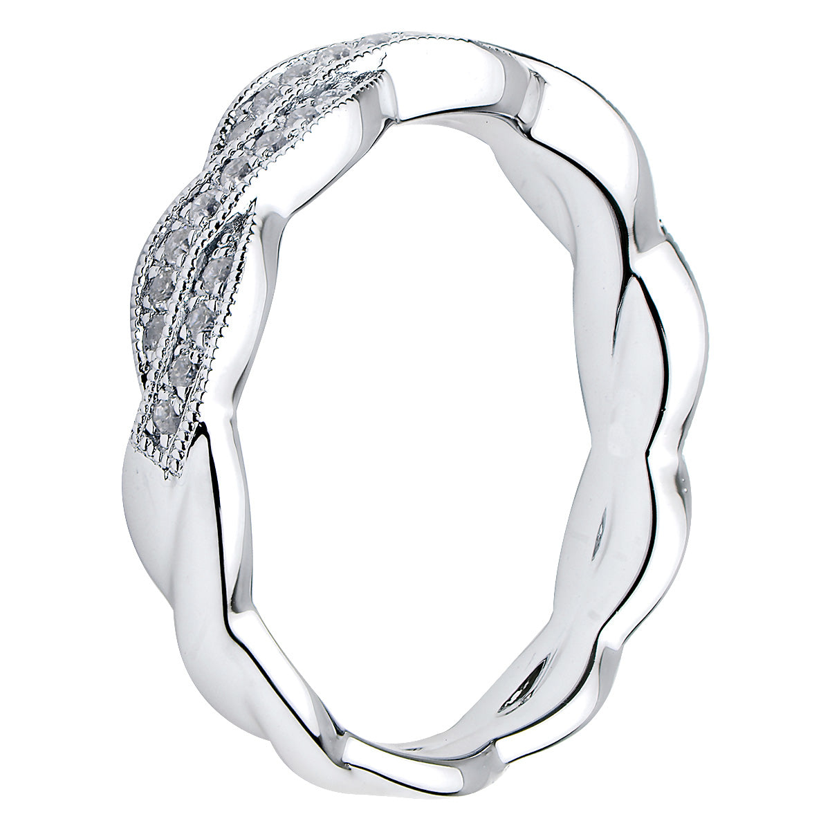 18K White Gold Diamond Band, 7-8mm, 0.26ct