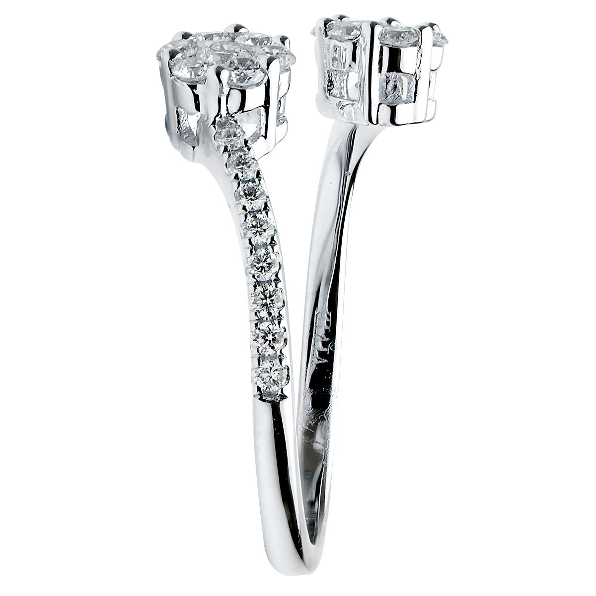 14K White Gold Open Round Cluster Ring, 0.5ct