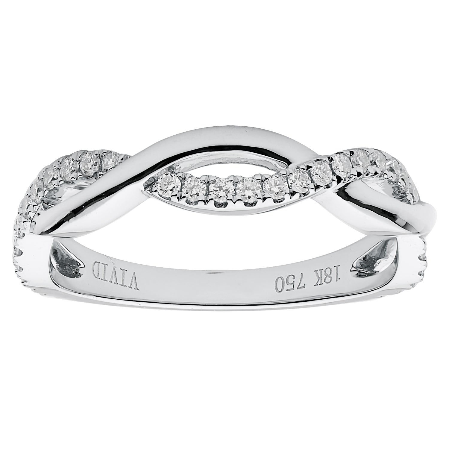 14K White Gold Diamond Wave Ring