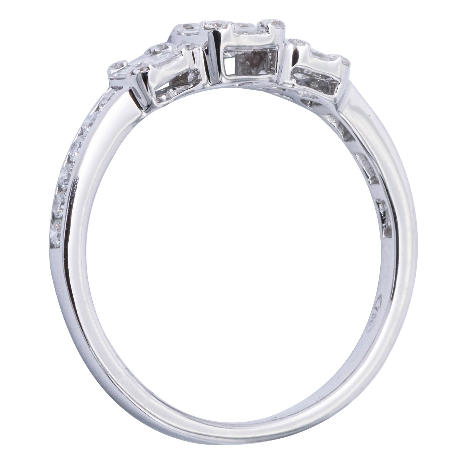 18K White Gold Diamond Baguette Illusion Fashion Ring, 0.64ct