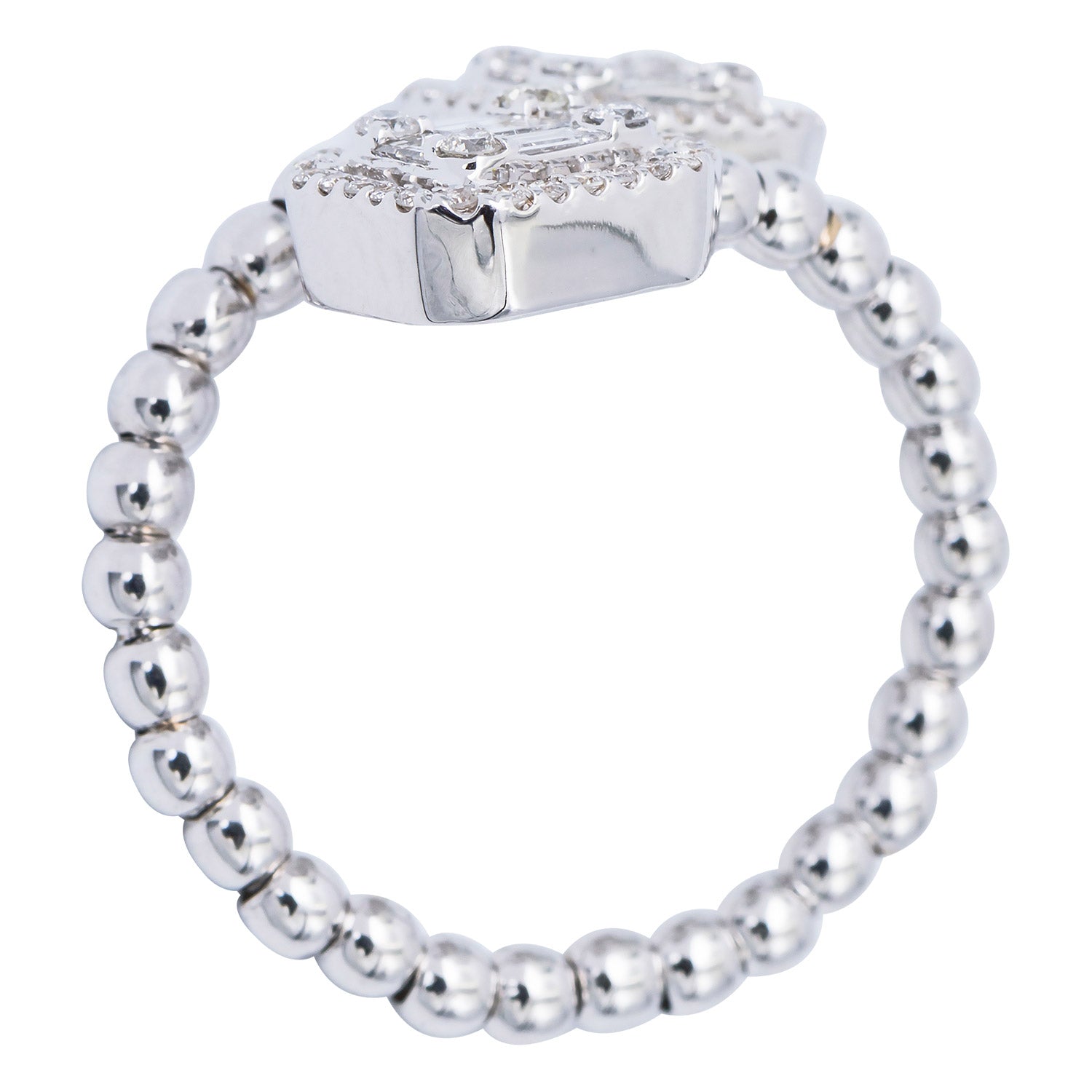 18K White Gold Baguette Illusion Fashion Ring, 0.71ct