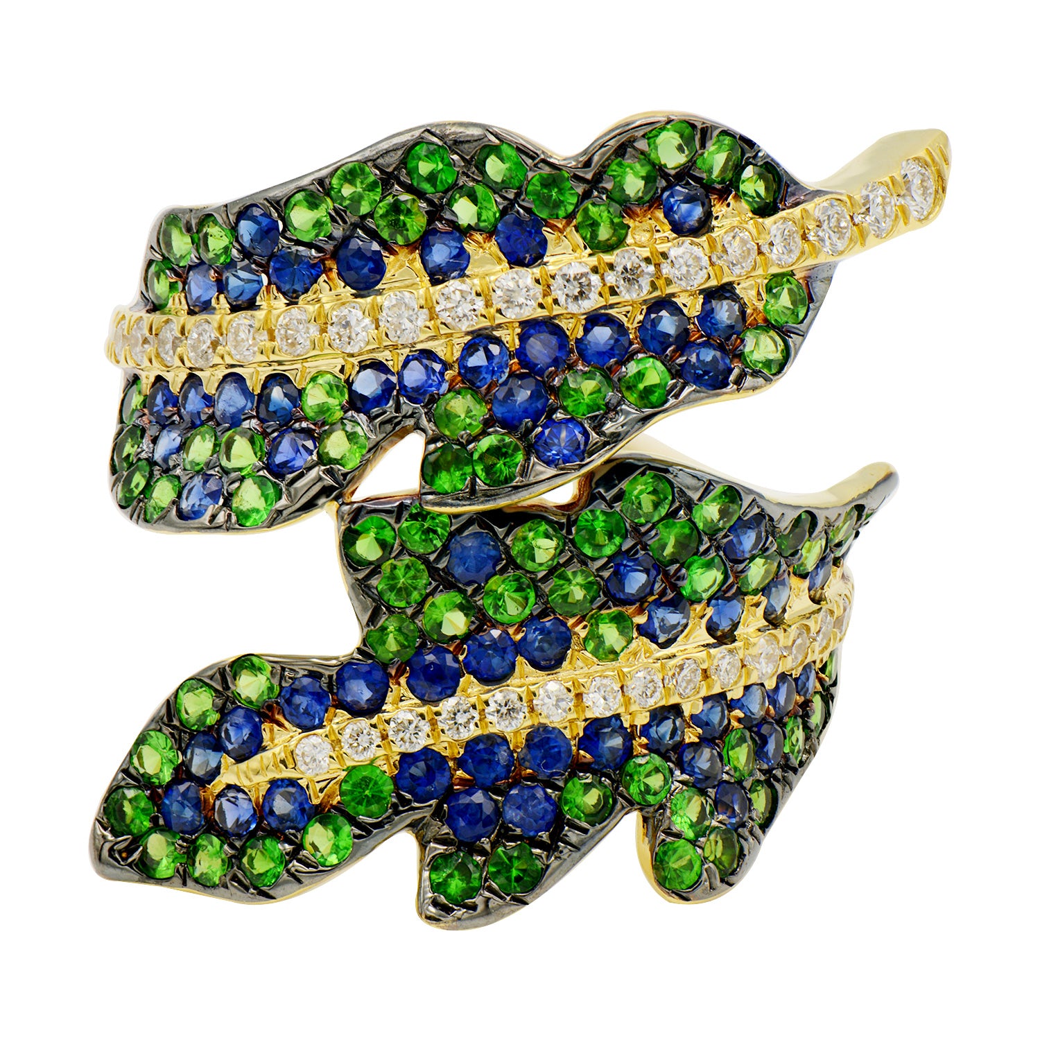 18K Yellow Gold Blue Sapphire Fashion Ring, 0.82ct