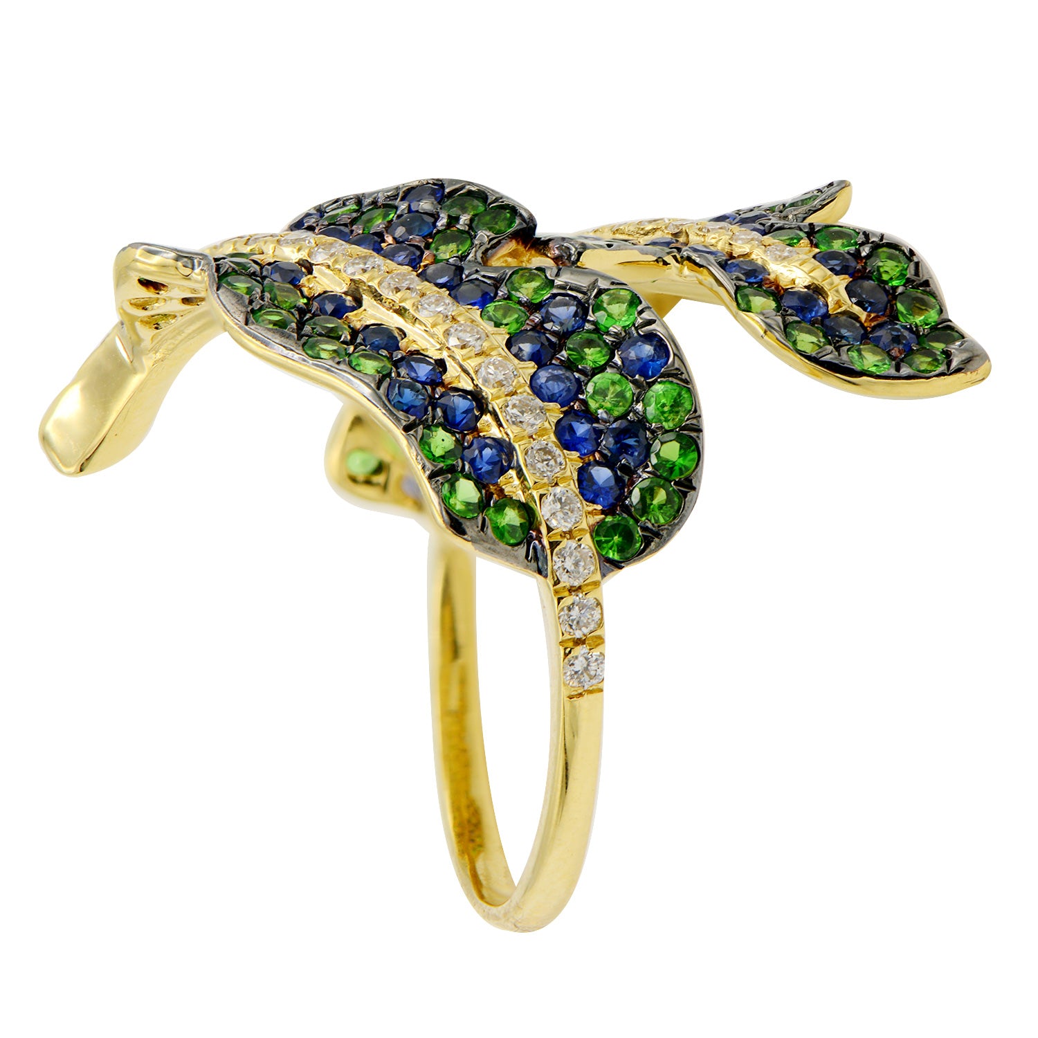 18K Yellow Gold Blue Sapphire Fashion Ring, 0.82ct