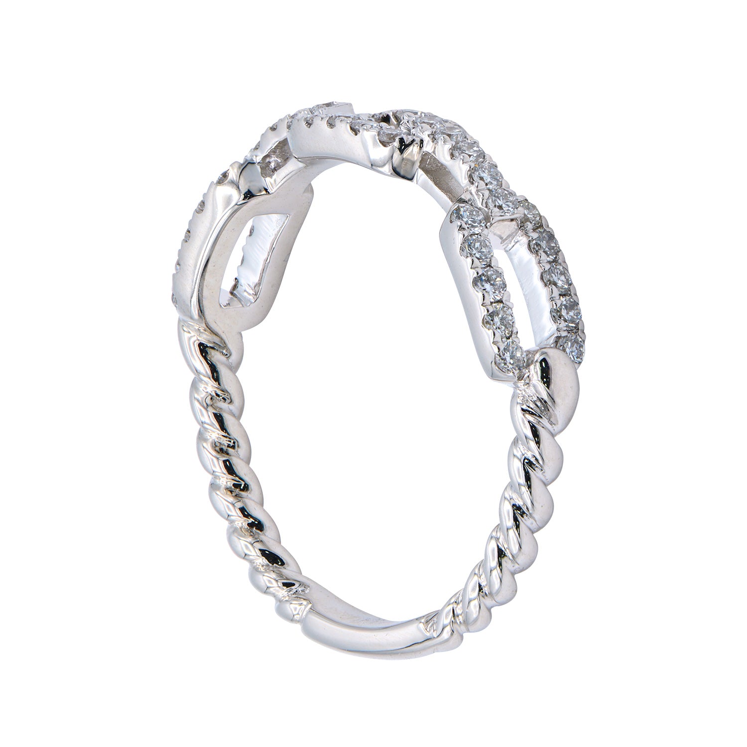 14K White Gold Link Twist Ring, 0.31ct