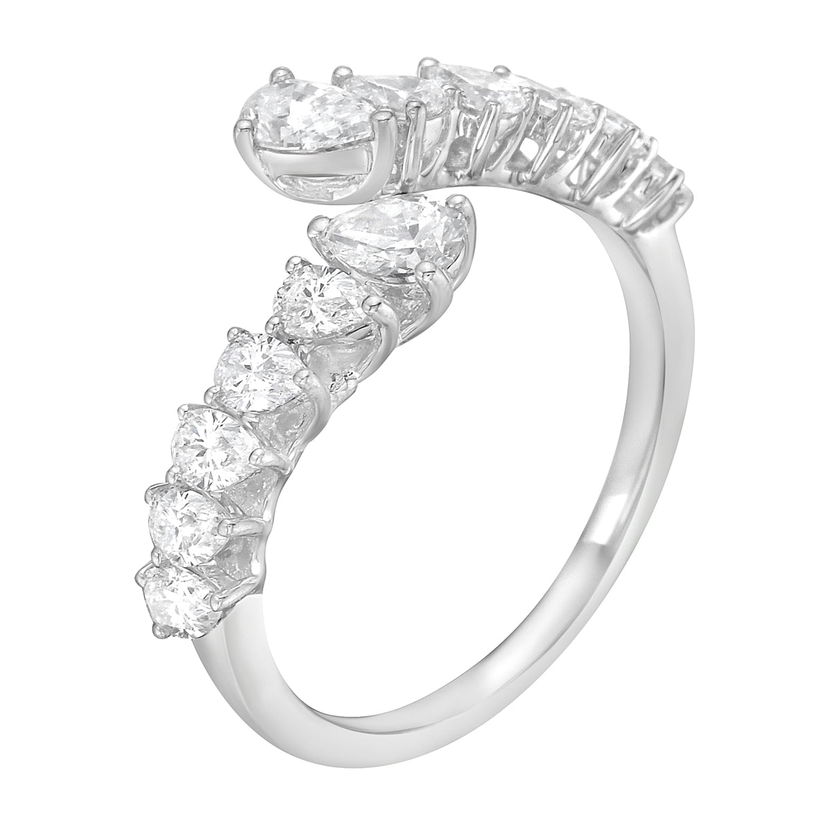 R056087 - Ring 18KW/2.5G 12PEAR-1.13CT