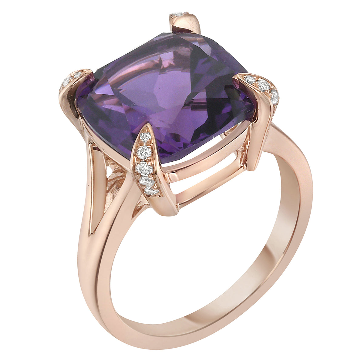 14K Rose Gold Amethyst Ring, 6.89ct