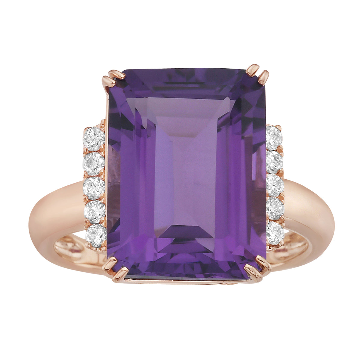 Ring 14KR/3.8G 1AME-7.32CT 10RD-0.14CT Amethyst