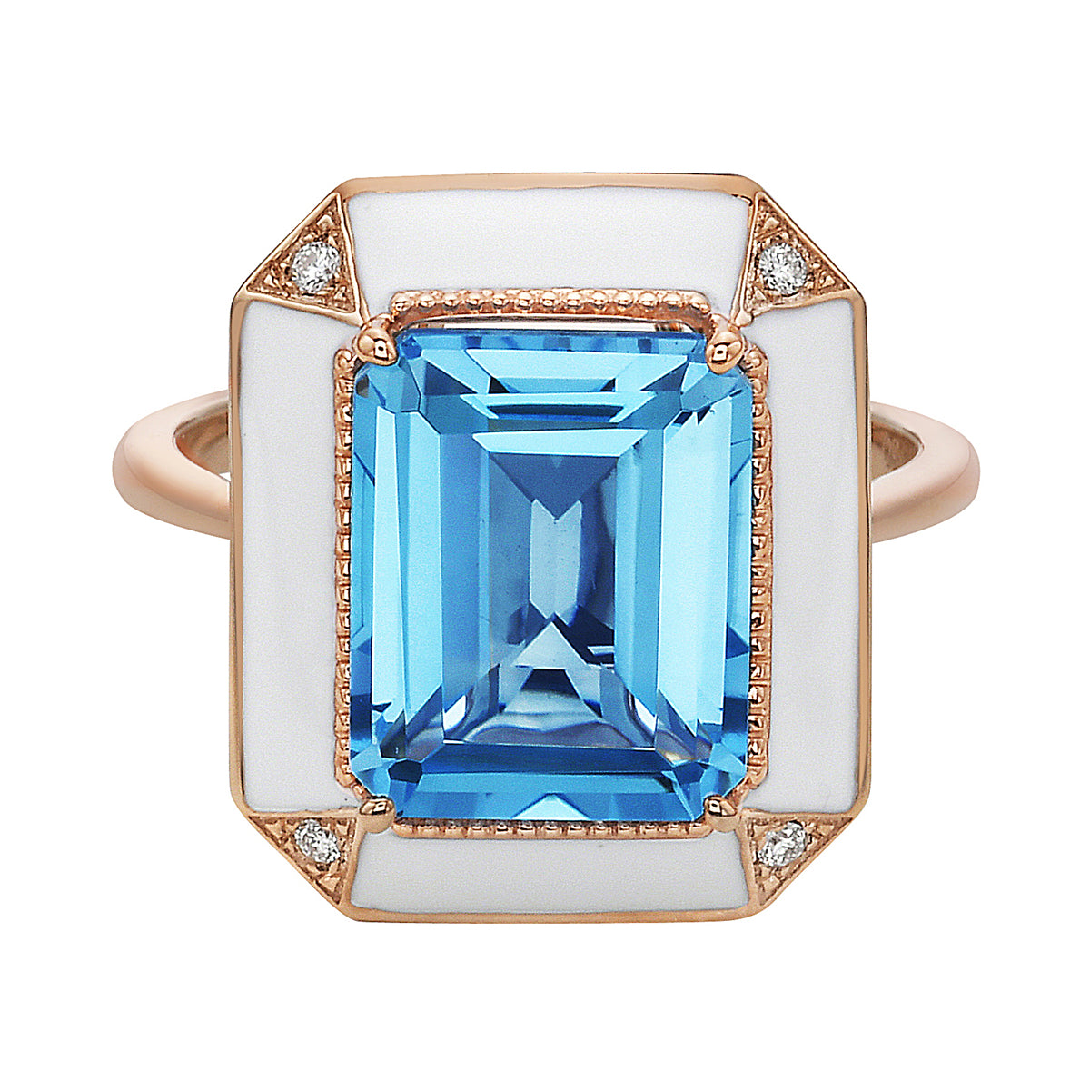 18K Rose Gold Blue Topaz Ring, 5.84ct