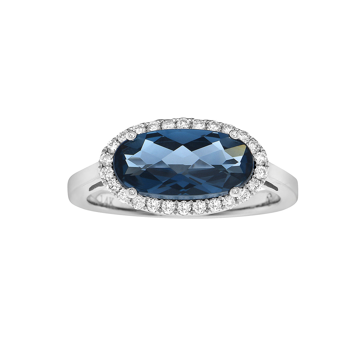 R090005-LBT - Ring 14KW/2.8G 1LBT-2.52CT 26RD-0.20CT London blue Topaz