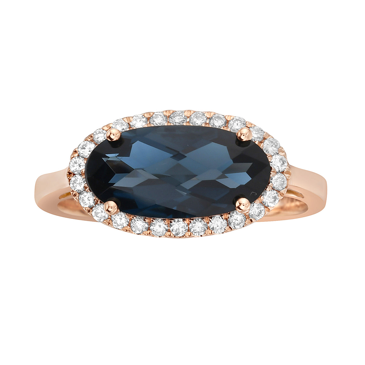 14K Rose Gold London Blue Topaz Ring, 2.26ct
