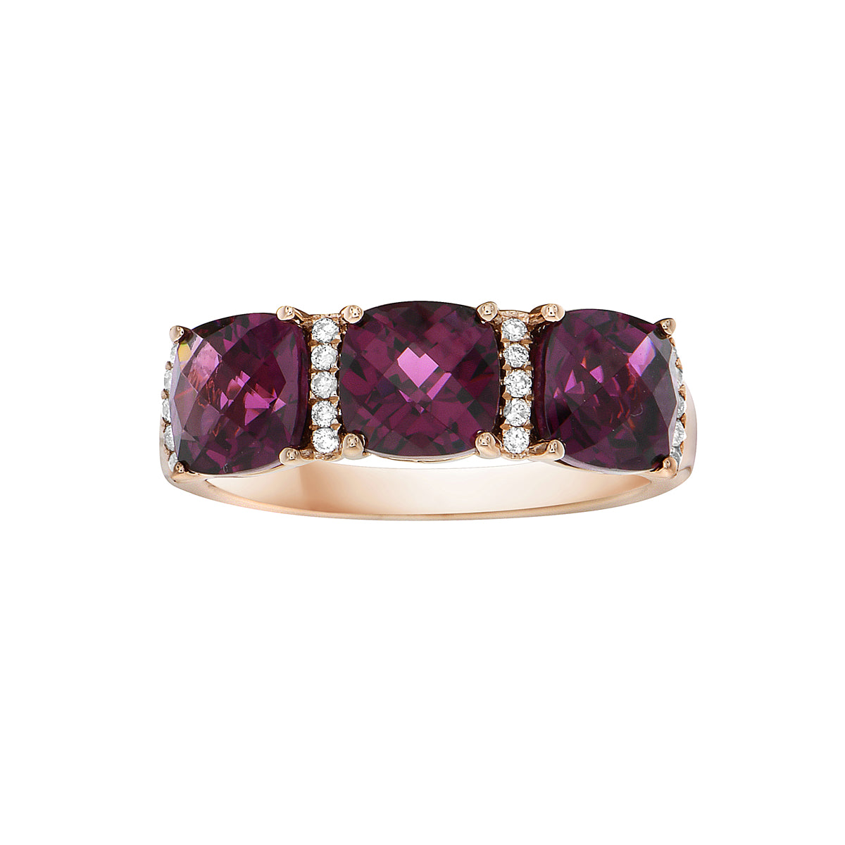 14K Rose Gold Rhodolite Ring, 3.94ct