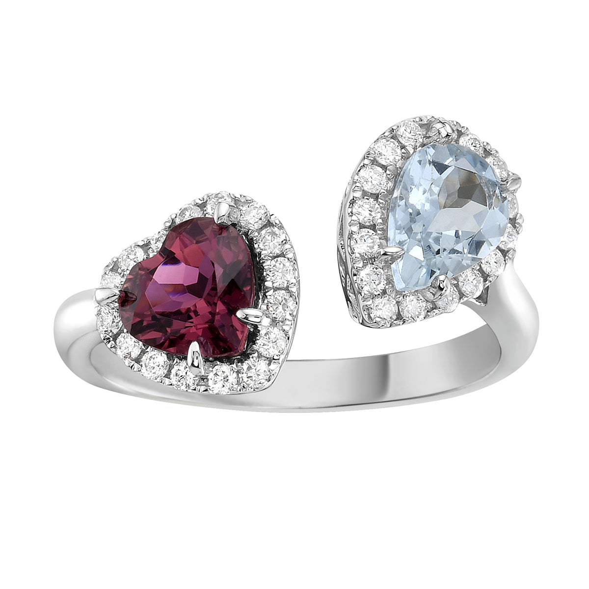 14K White Gold Aquamarine Ring Round, 0.57ct