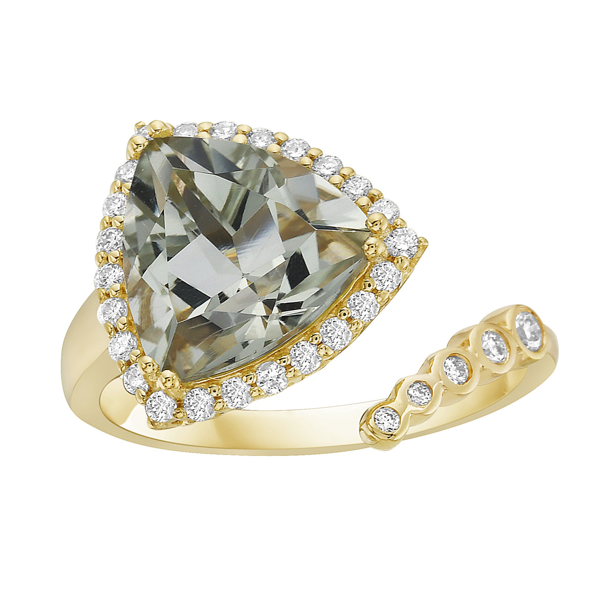 14K Yellow Gold Mint Green Quartz Ring, 3.11ct