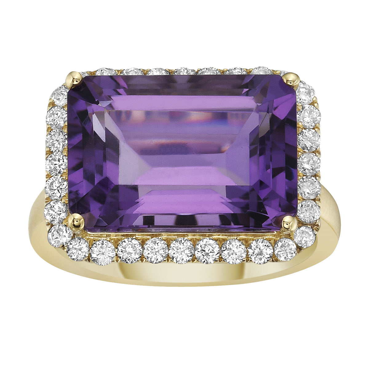 Ring 14KY/3.6G 1AME -7.22CT 32RD-0.45CT Amethyst