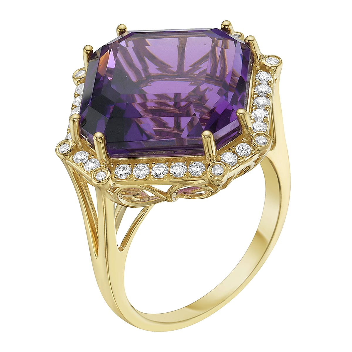 14K Yellow Gold Amethyst Ring, 11.62ct