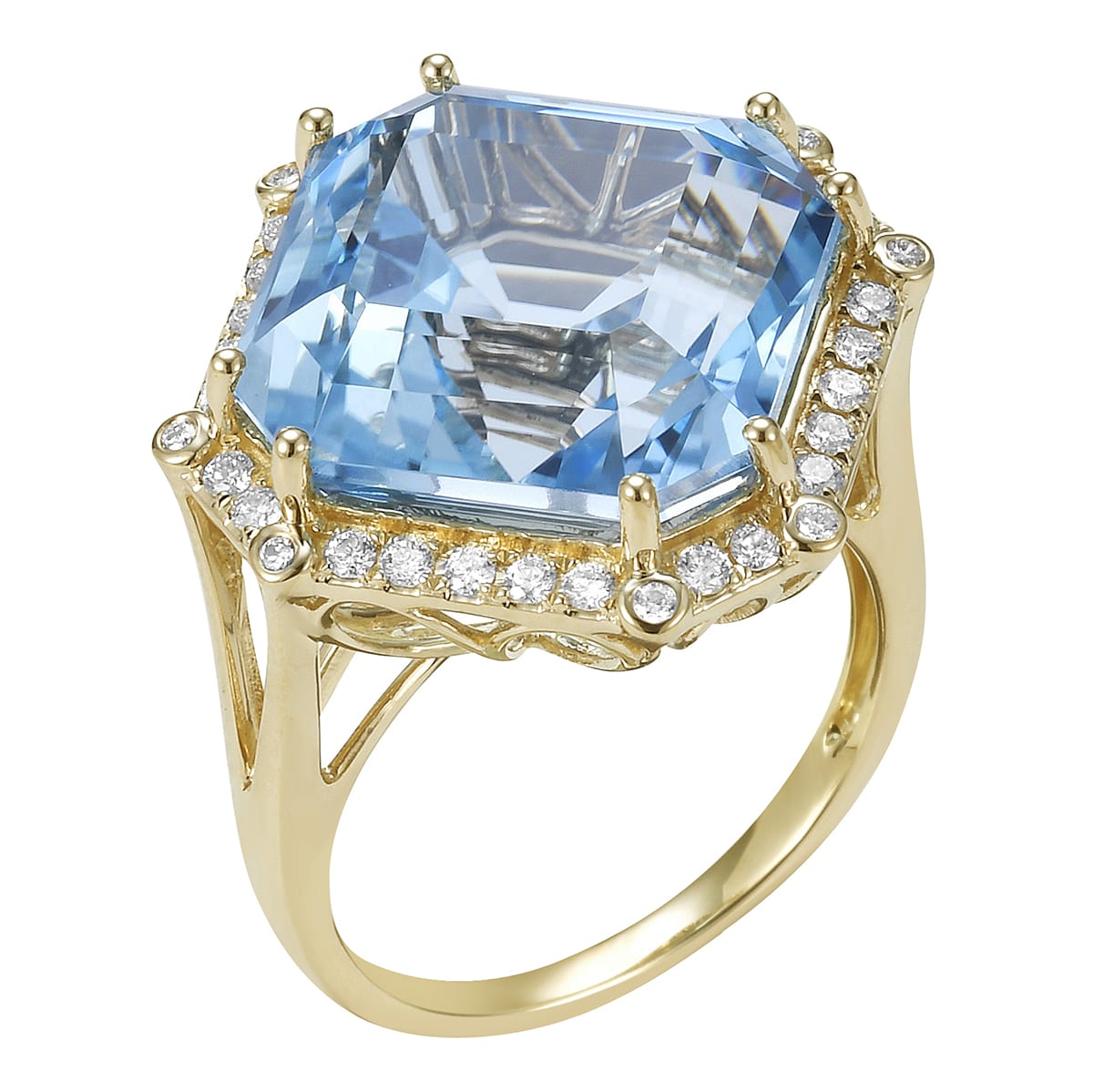 14K Yellow Gold Sky Blue Topaz Ring, 16.05ct